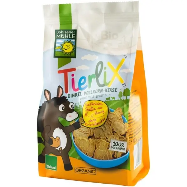 Biscuiti BIO Tierlix cu Grau Spelta, Indulciti cu Miere, 125 g, Bohlsener Muhle