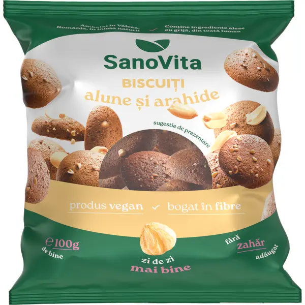 Biscuiti cu Alune si Arahide fara Zahar Adaugat 100g