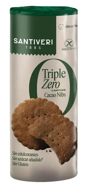 Biscuiți cu cacao Triple Zero, 210 g, Santiveri