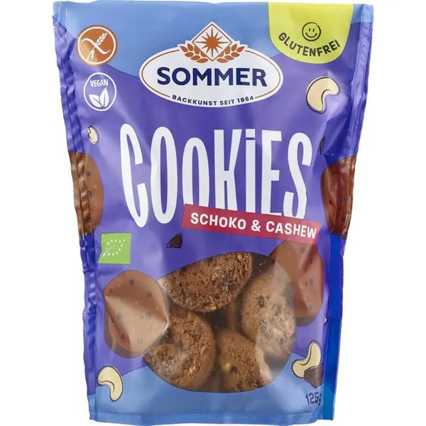 Biscuiti cu ciocolata si caju fara gluten, eco - 125 g