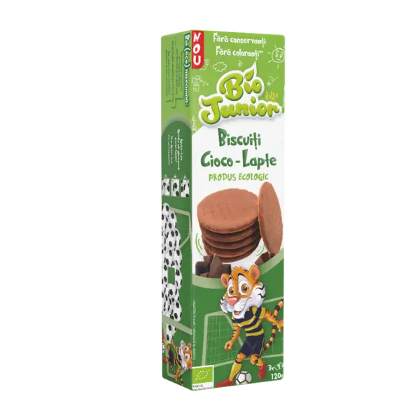 Biscuiti cu ciocolata si lapte, 120g, Bio Junior