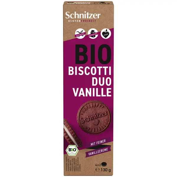 Biscuiti cu crema de vanilie fara gluten, eco - 130 g