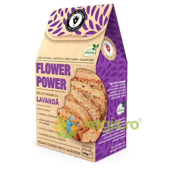 Biscuiti cu Flori de Lavanda fara Zahar Adaugat Flower Power 130g
