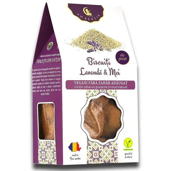Biscuiti cu Lavanda si Mei fara Zahar Adaugat 130g