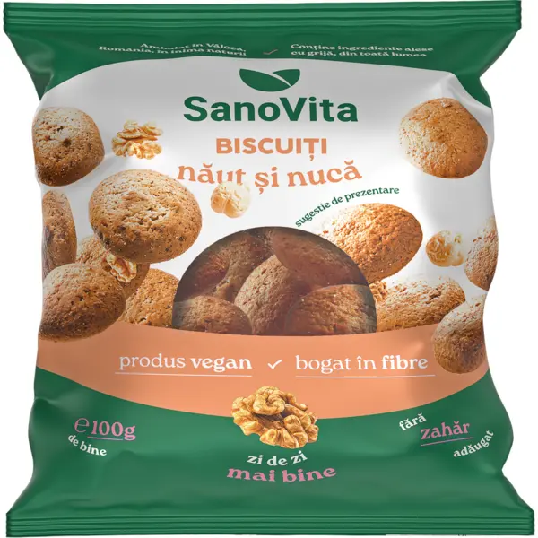 Biscuiti cu Naut si Nuca fara Zahar Adaugat 100g