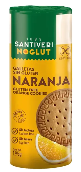 Biscuiți digestivi portocală Noglut, 195 g, Santiveri