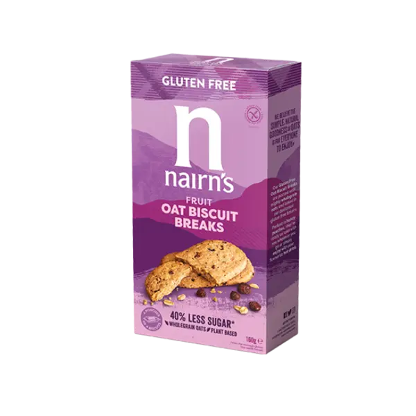 Biscuiti fara gluten din ovaz integral cu fructe, 160g, Nairn's