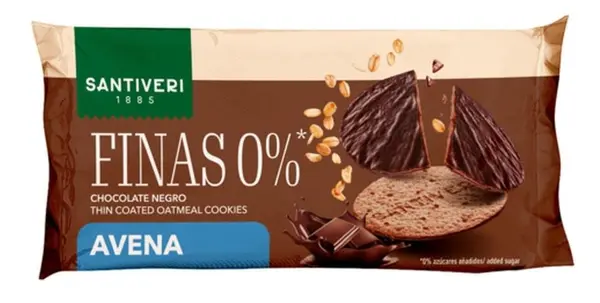 Biscuiți subțiri de ovăz cu ciocolată naturală, 88 g, Santiveri