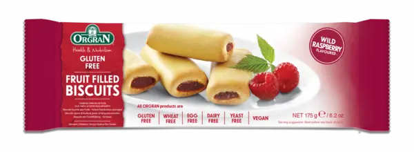 Biscuiti umpluti cu zmeura fara gluten, 175g, Orgran