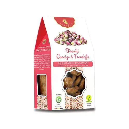 Biscuiţi vegani cu coacăze şi trandafiri, fără zahăr, 130g | Ambrozia
