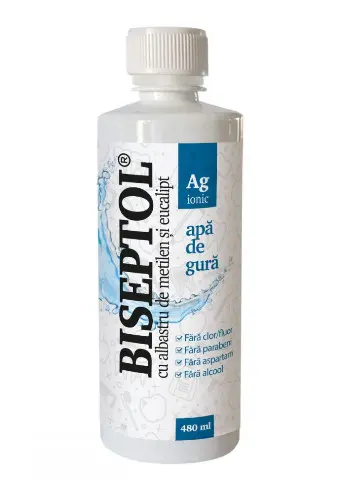 Biseptol apa de gura cu albastru de metilen si eucalipt, 480 ml, Dacia Plant