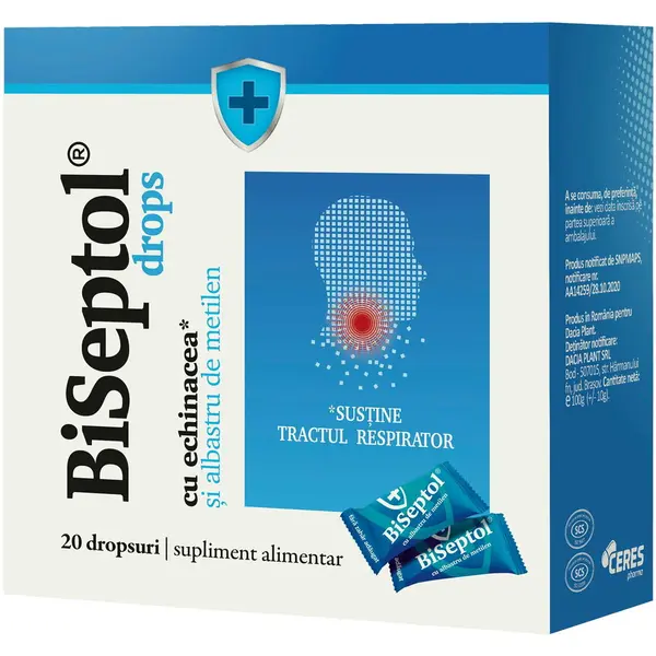 BiSeptol Drops cu Albastru de Metilen 20buc