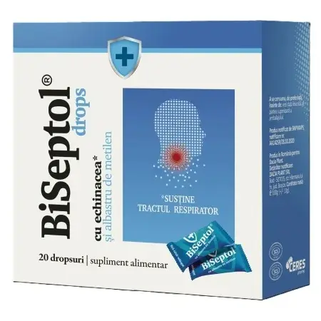 Biseptol drops cu propolis si albastru de metilen, 20 bucati, Dacia Plan