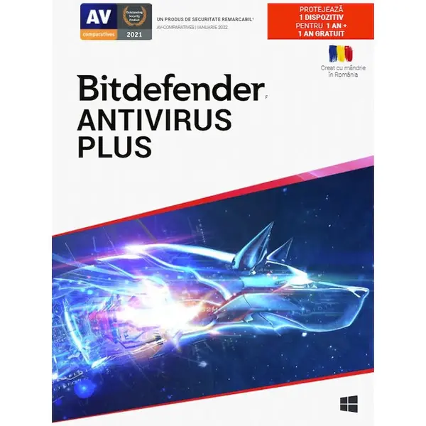 BitDefender Bitdefender Antivirus Plus, 1 dispozitiv, 1 an + 1 an gratuit, licenta retail