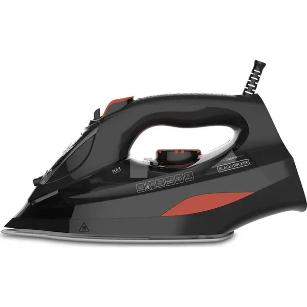 Black & Decker Fier de Calcat cu Aburi, Black+Decker, 3000W cu Talpa Ceramica si Debit Continu de Abur 45g/min, negru