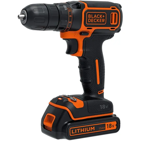 Black & Decker Masina de gaurit si insurbat pe acumulator Black & Decker BDCDC18K-QW, 18V, 650 RPM, 30 Nm cuplu maxim, valiza transport, acumulator 1.5 Ah, incarcator