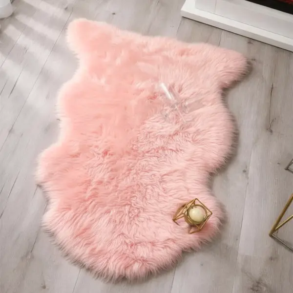 Blana naturala de oaie Noua Zeelanda, covor lux ultra moale, termoreglator, decor premium, Roz Roz, L90+ cm | WL50+ cm