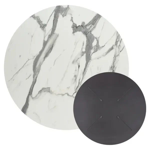 Blat masa HPL VORGAYS 2 MARBLE Ø70 CM - Alb