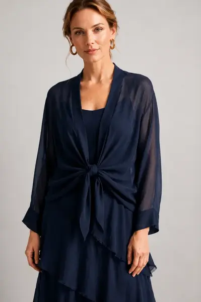 Blazer dama lejer din matase cu croi lejer si design vaporos, bleumarin