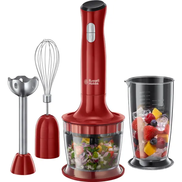 Blender de mână 3 în 1 Russell-Hobbs - 24700-56, 500W, 2 viteze, roșu
