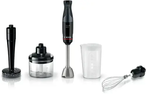 Blender de mana Bosch ErgoMaster MSM4B623, 1000 W, minitocator, tel, pasator,vas gradat, lama rotativa 4 laturi (Negru)