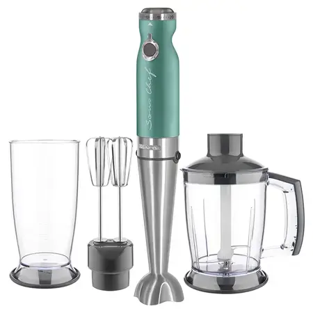 Blender de mana Sencor 4in1, 1200 W, Pahar 800 ml, Tocator 250 ml (Verde)