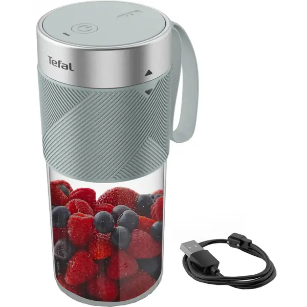 Blender portabil Tefal LightMix BL1C0430, 0.3 l, 1200 mAh, 20.000 rpm, lame otel inoxidabil, gri