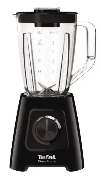 Blender Tefal BlendForce 2 BL420838, 600 W, 2 l, 2 viteze, cutit cu 4 lame, functie de maruntire gheata (Negru)