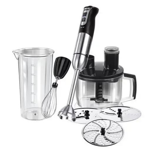 Blender vertical MPM MBL-11, 800 W, 6 in 1, viteza turbo, discuri pentru taiere/macinare, recipiente 0.6 l si 1.75 l (Negru)