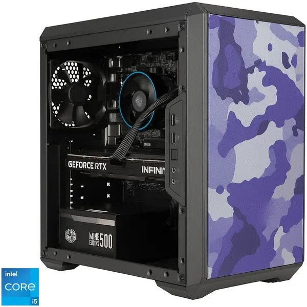 Bleu Jour Sistem Desktop PC Gaming BLEU JOUR cu procesor Intel® Core™ i5-12400F pana la 4.4GHz, 16GB DDR4, 1TB SSD, NVIDIA® GeForce RTX™ 5060 8GB GDDR7, Windows 11 Pro, Negru