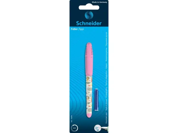 Blister stilou + rezerva cerneala pentru incepatori, model Schneider Zippi Roz
