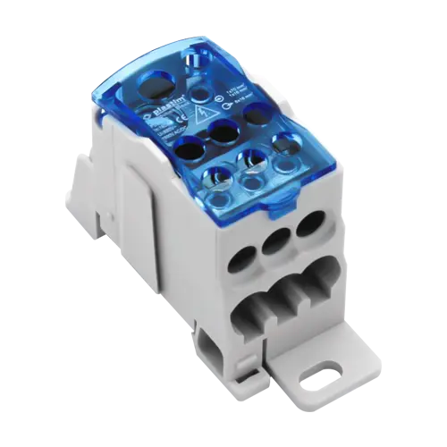 Bloc de distribuție electrică 160A, intrare 10-70 mm², 6 ieșiri 2.5-16 mm², Plastim PDB160