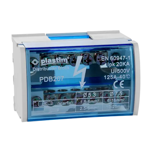 Bloc de distributie electrica, 2x7 poli, 125A - Plastim PDB207