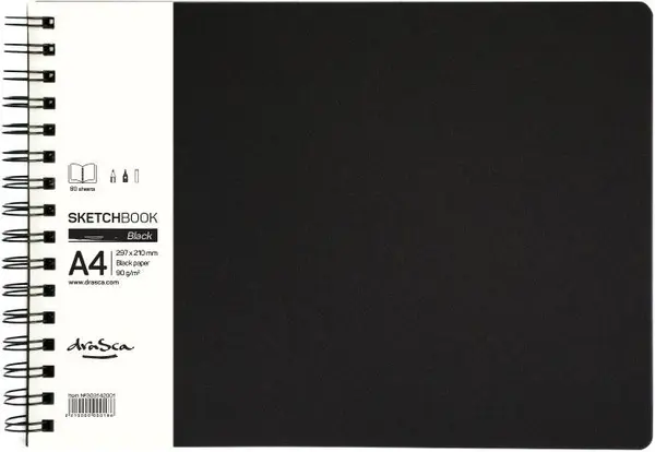 Bloc de schițe Drasca - Black, A4, 80 de coli