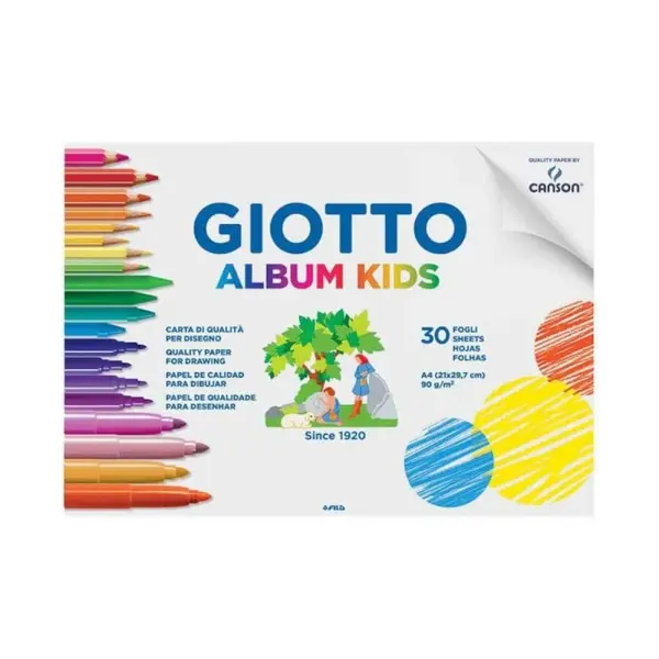 Bloc desen Album Kids Giotto - 21 x 29.7 cm - 90g/mp