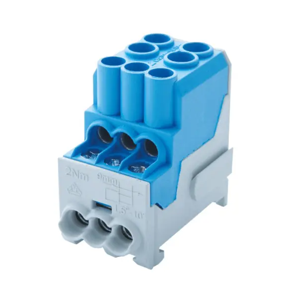 Bloc distributie de nul, Cu, 1 pol, 100A, 2x25 6x10 mmp, albastru, SCHRACK IKB01025N
