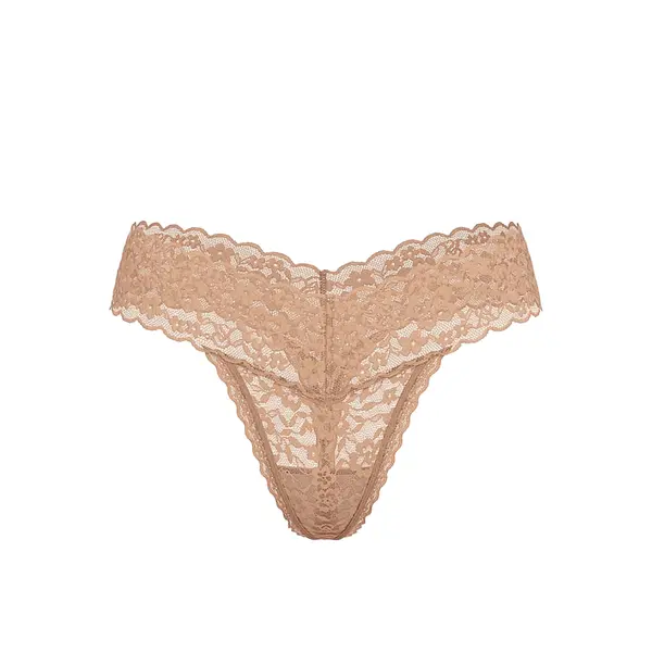 Blossom lace thong panty - praline / nude S