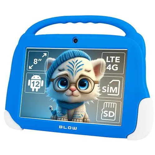 BLOW Tableta Blow KidsTAB8, Procesor UNISOC T606 Octa-Core, 4GB RAM, 64GB Flash, 5MP+8MP, Wi-Fi, Bluetooth, 4G, Android 12, Albastru