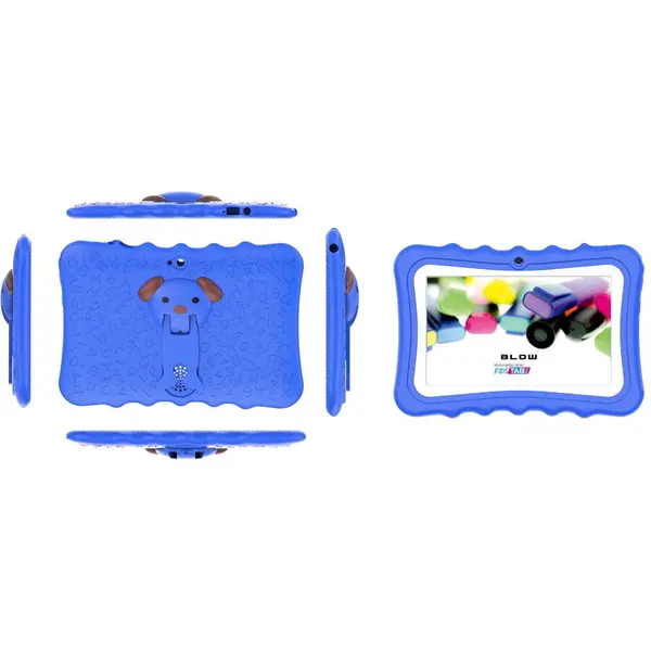 BLOW Tableta pentru copii Blow KidsTAB7 V2, 7 inch, 4 GB RAM, 32 GB stocare, camera 2 MP, cu husa albastra