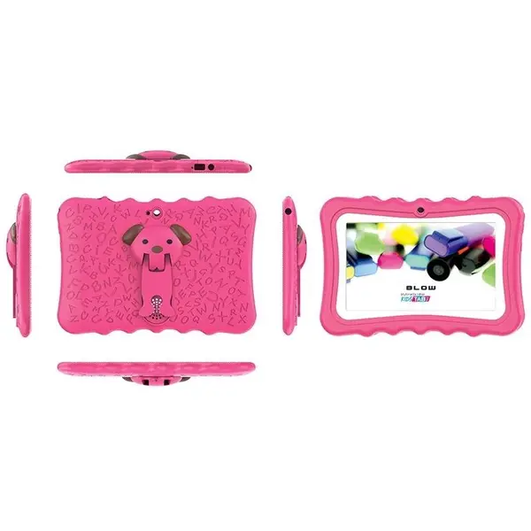 BLOW Tableta pentru copii Blow KidsTAB7 V2, 7 Inch, 4 GB RAM, 32 GB stocare, camera 2 MP, cu husa roz