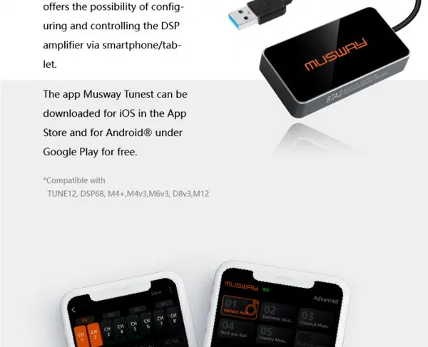 BLUETOOTH BTA 2 MUSWAY Tune12, DSP68 si M12