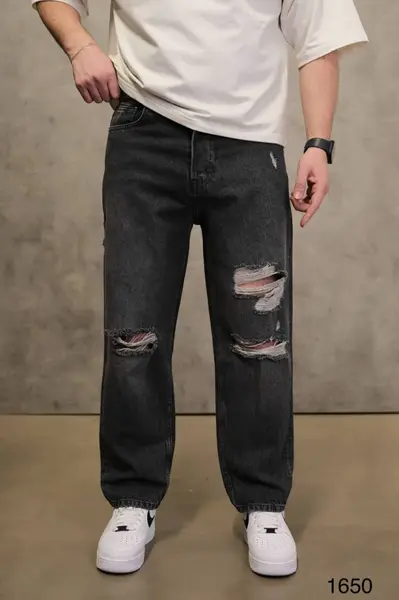 BLUGI BARBATI RELAXED FIT RUPTI – BLACK WASHED STREETWEAR (MĂRIME: 30)