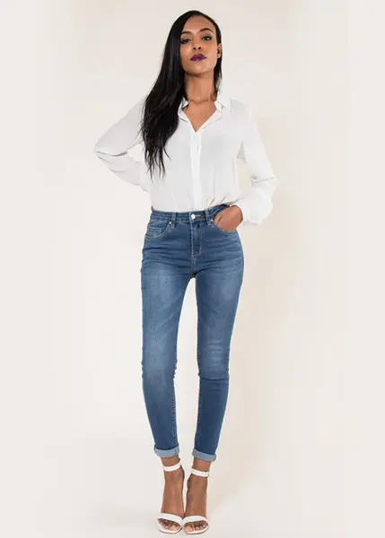 Blugi Dama Albastr spalat Slim Nina Carter P078-1 M9