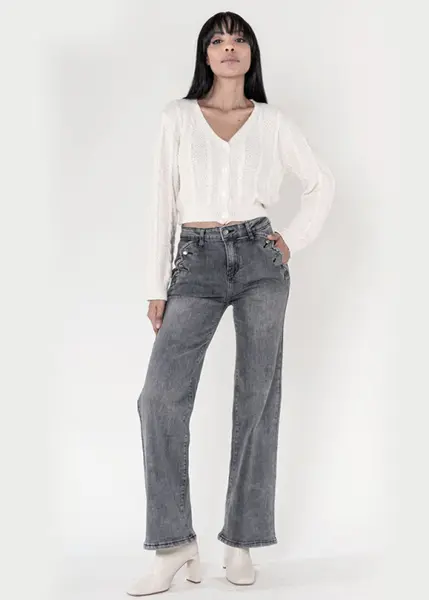Blugi Dama Evazati Nina Carter Gri inchis P195-17A M10