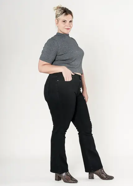 Blugi dama regular fit marimi mari Nina Carter negru P612-8 M10