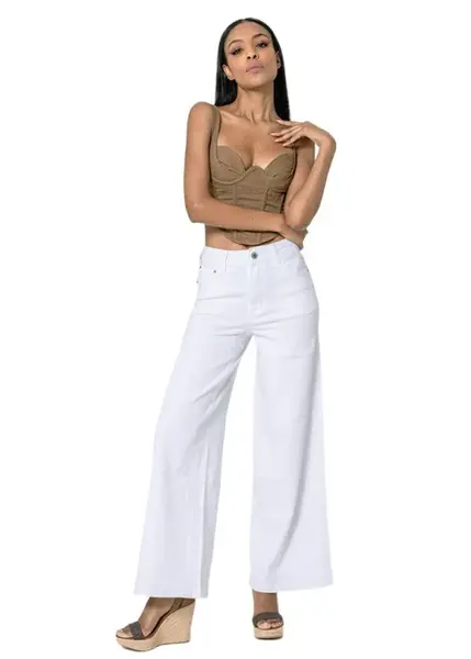 Blugi dama wide leg Nina Carter Alb YY300-10 M10