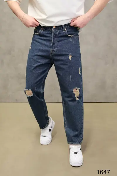 BLUGI RELAXED FIT BLUE DESTROYED – AUTHENTIC STREET DENIM (MĂRIME: 30)