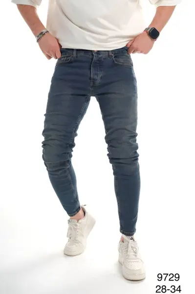 BLUGI SKINNY BĂRBAȚI DENIM STRETCH BLUE WASHED BGAS1161(9729) (MĂRIME: 28)