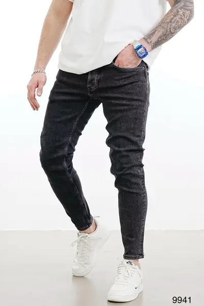 BLUGI SLIM FIT CLASIC BLACK-GREY BGAS1151(9941) (MĂRIME: 33)