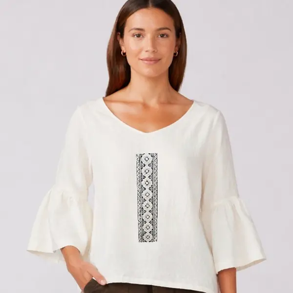 Bluza Bloom din bumbac cu broderie inspiratie etno , Viata Plina,